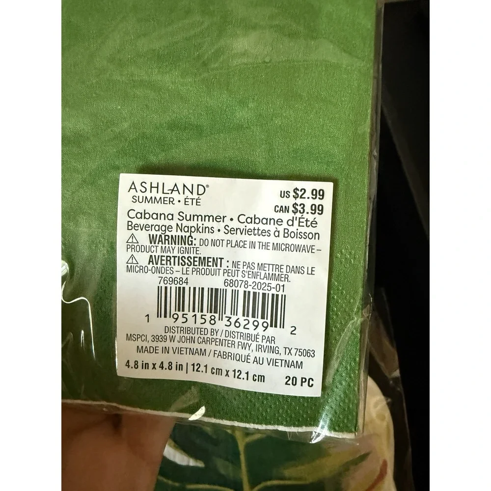 cocktail napkins Three Brand New Packages 20 Per Package.  4167 cocktail‎ size.